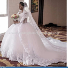 vestido de noiva Custom Made Bridal robe de mariage Western Cathedral Train Ball Gown Lace Wedding Dresses 2017 MW953